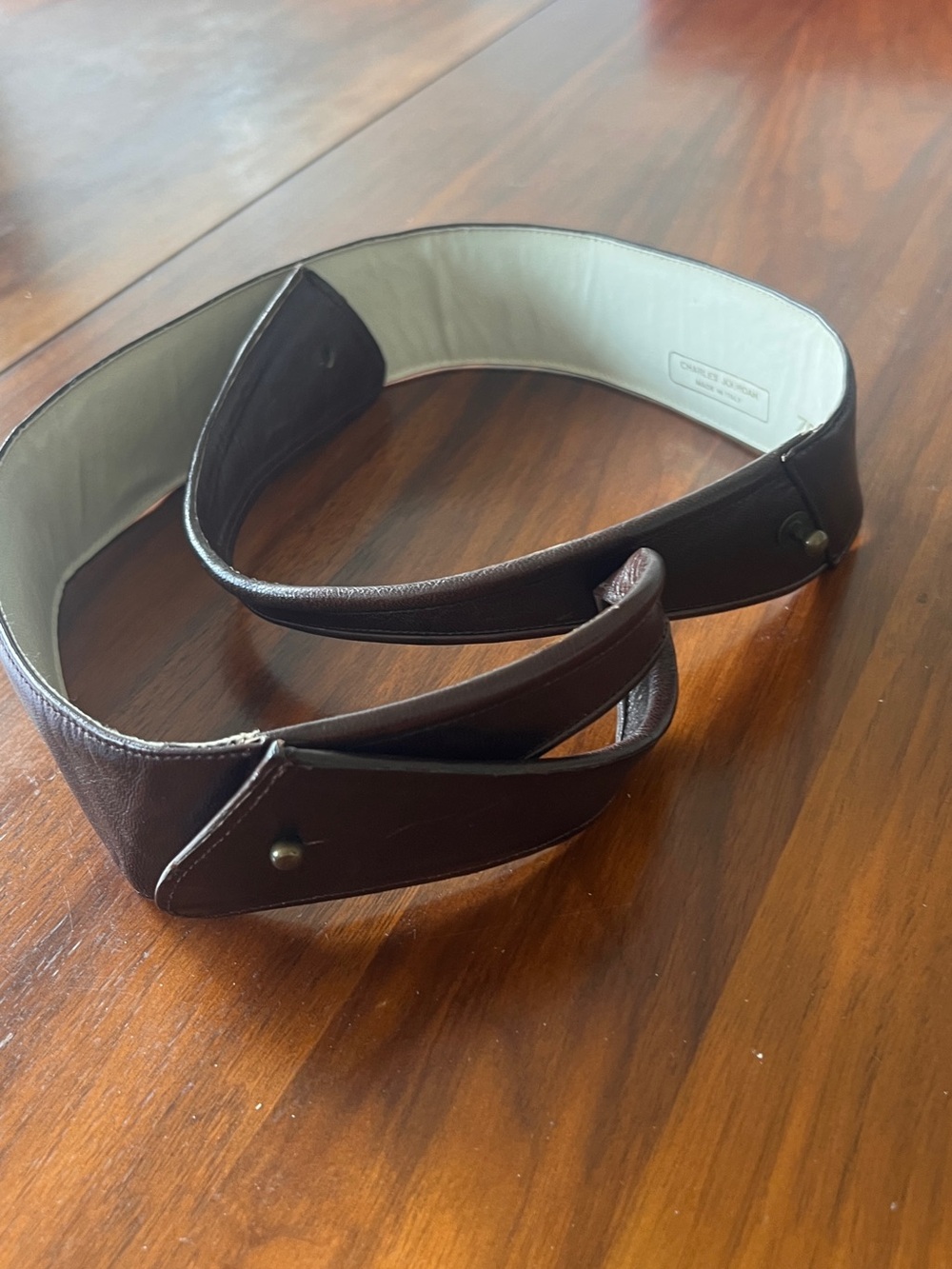 Charles Jourdan Dark Brown Leather Belt Bag Strap with Cream Lining